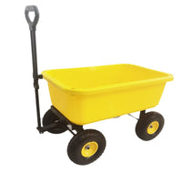 Four-Wheel Plastic Dump Cart Garden Utility Wagon with Pull Handle for Farm and Home Use