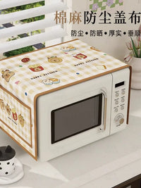 Cartoon Capybara Microwave Oven Dust Cover Linen Blend Refrigerator Washing Machine Top Cover