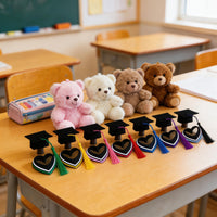 Graduation Teddy Bear Plush Keychain with Doctoral Cap, 10cm