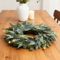 Artificial Eucalyptus Wreath for Front Door, All Season Greenery Wreath for Home Decor, Farmhouse Wall Window Decor