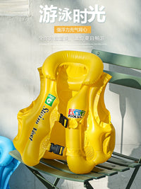 Kids' Inflatable Buoyancy Swim Vest with Armbands - Thickened Learning Swimming Aid Anti-Flip Life Jacket