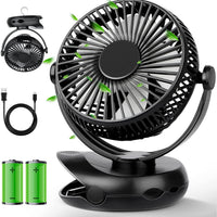 5-inch Rechargeable Clip-on Fan with LED Light, Portable USB Desk Fan for Outdoor Camping