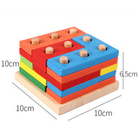 Geometric Shape Stacker Puzzle Wooden Blocks for Kids Early Education