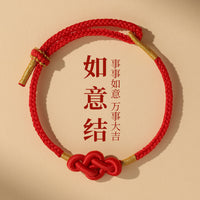 Handwoven Red String Bracelet with Auspicious Knots for Couples