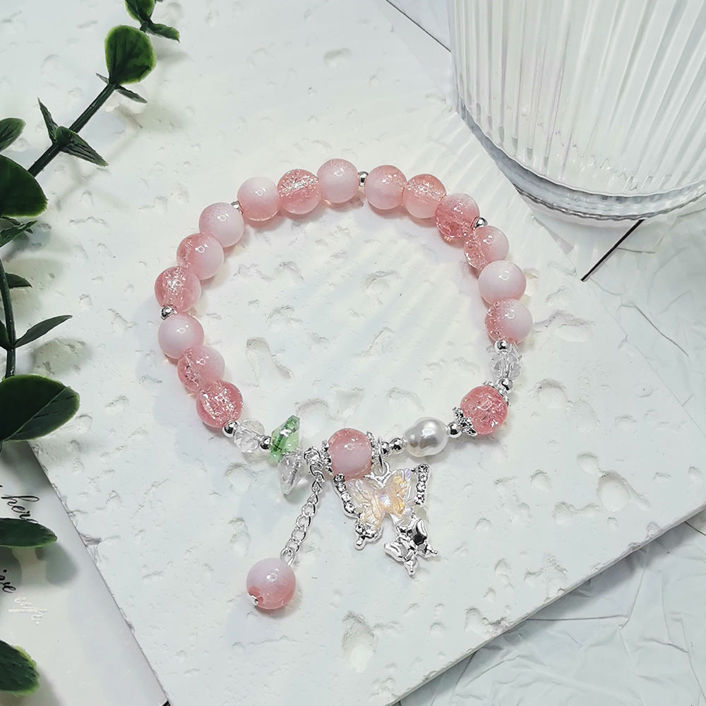 Retro Gradient Glass Bead Butterfly Bracelet for Women