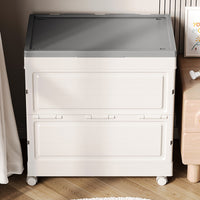 Foldable Plastic Storage Box with Double Doors and Wheels, Large Capacity Clothes Organizer