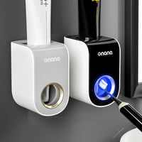 Automatic Wall-Mounted Toothpaste Dispenser Set with Press-Type Squeezer for Home Bathroom