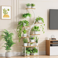 Multi-Tier Metal Plant Stand with Grow Light for Indoor Balcony Living Room