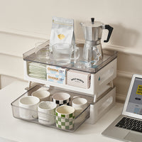 Desktop Dustproof Coffee Mug and Glass Cup Storage Organizer with Drawer