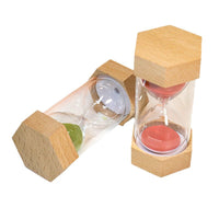 Hexagonal Wooden Sand Timer for Kids and Students, Desktop Ornament, Shatterproof