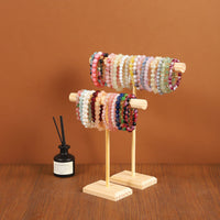 Wooden Jewelry Display Stand for Necklaces, Bracelets, Earrings, and Keychains - Countertop Organizer with Hooks