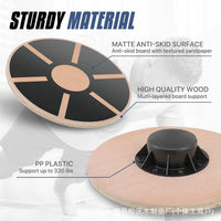 Wooden Balance Board for Kids & Adults - Non-Slip Round Fitness Trainer & Yoga Stepper
