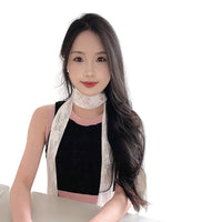 Double-Layer Elastic Lace Scarf Long Hair Tie Belt for Women