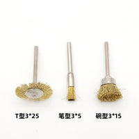 45-Piece Mini Copper Wire Brush Set for Rotary Tools - T-Type, Cup, and Pen Brushes
