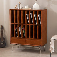 Mid-Century Solid Wood Record Cabinet Living Room Magazine Storage Nordic Small Apartment Sofa Side Table Bookshelf