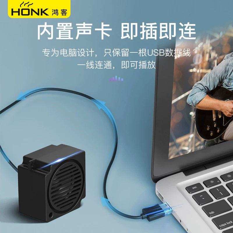 USB Powered Desktop Speaker for PC Laptop, Wired Mini Soundbar with Bass Enhancement