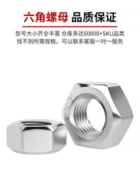 304 Stainless Steel Hex Nuts Assortment M1-M33