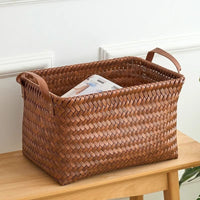 American Style Imitation Rattan Hand-Woven Storage Basket Dachshund Retro Picnic Basket
