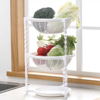 Multi-layer Rotating Storage Rack with Wheels for Kitchen and Living Room, Round Floor-standing Vegetable and Fruit Basket