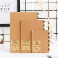 Vintage Kraft Paper Coil Notebook Sketchbook with Grid and Blank Pages