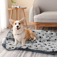 Pet Paw Print Fleece Blanket for Cats and Dogs, Double-Sided Warm Printed Mat