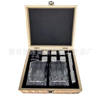 Whiskey Glass Gift Set with Chilling Stones in Wooden Box