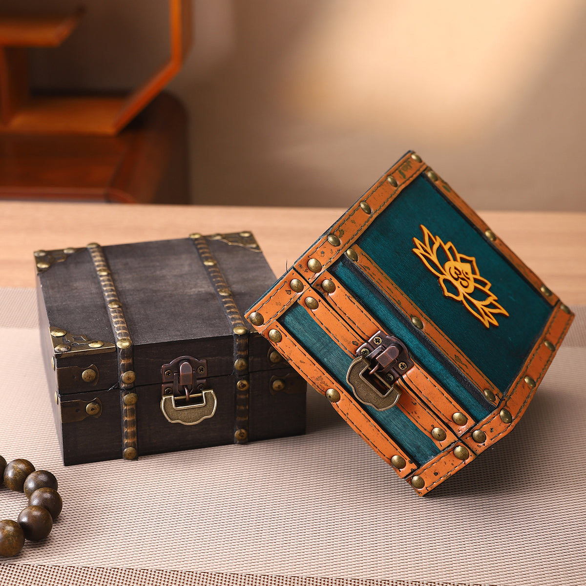 Chinese Antique Style Solid Wood Storage Box for Jewelry, Coins, and Documents