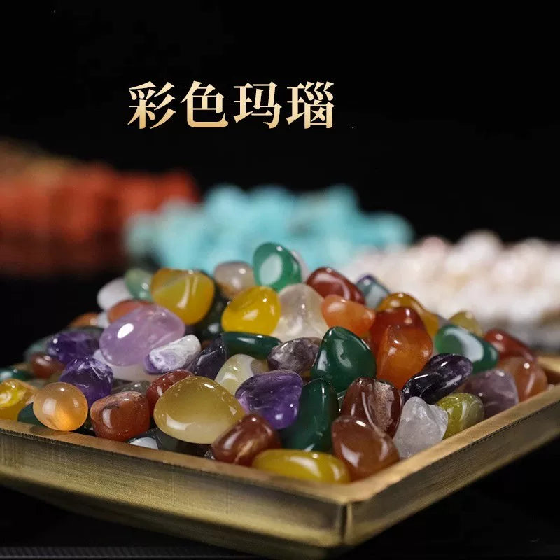 Natural Crystal Agate Seven-Gemstone Mandala Offering Bowl Filler - 1 lb