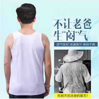 Men's Cotton Sleeveless Undershirt for Elderly, Loose Fit Round Neck Tank Top