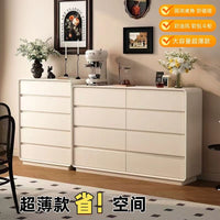 Solid Wood 30cm Slim Dresser, Cream Style Bedroom Nightstand, End of Bed Storage Cabinet with Drawers, Wall-Mounted Organizer