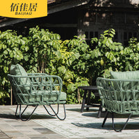 Outdoor Rope Woven Sofa Set with Coffee Table for Patio Garden Balcony