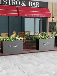 Outdoor Galvanized Steel Planter Box Fence for Cafes, Restaurants, and Gardens