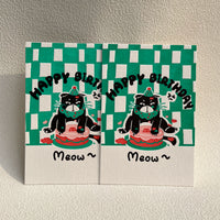 Green Cute Cat Birthday Card, Simple Elegant Romantic Blessing Card for Friends