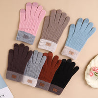 Alpaca Wool Knit Touchscreen Gloves for Women, Thickened Thermal Full Finger Winter Cycling Gloves