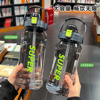Large Capacity 2L Water Bottle with Straw for Sports and Fitness