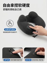 Inflatable Travel Neck Pillow with Lumbar Support or Footrest for Airplanes and Trains