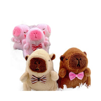 Funny Capybara Plush Toy Keychain with Bow or Clown Hat, 11cm Tall