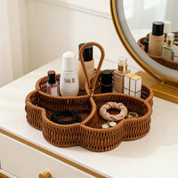 Heart-Shaped Woven Storage Basket with Handle, Divided Snack & Dried Fruit Organizer