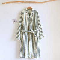 Women's Coral Fleece Thickened Striped Long Warm Flannel Nightgown