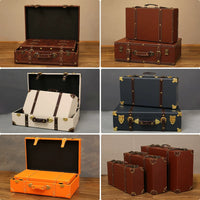 Vintage European Style Decorative Storage Trunk with Faux Leather Finish for Home Decor, Photography Props, and Organization