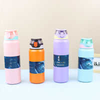 Insulated Bullet-shaped Pop-up Lid Water Bottle, 316 Stainless Steel, High-Capacity Thermos for Students