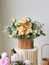 Handwoven Wicker Flower Basket for Floral Arrangements and Home Decor