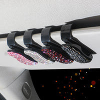 Car Visor Sunglasses Holder Clip with Rhinestones, Multi-functional Eyeglasses Mount for Vehicle Sun Visor