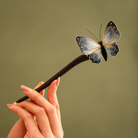 Handmade Silk Velvet Butterfly Brooch Hairpin Set