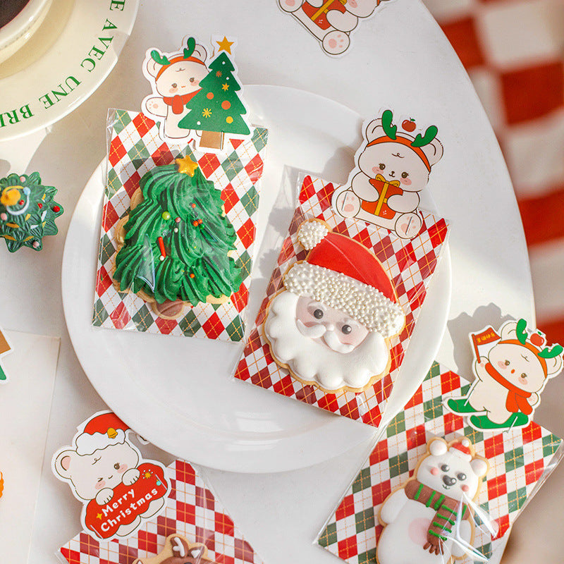Christmas Cartoon Cookie Candy Bags with Header Cards for Baking Gifts