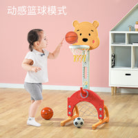 Cartoon Rocket Basketball Hoop Set for Kids - Indoor Shooting Game with Soccer Goal - 2-in-1 Small Home Entertainment Toy