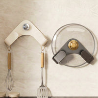 Wall-Mounted Suction Cup Pot Lid Holder with Double-Layer Storage for Cutting Boards