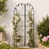 American Country Style Wrought Iron Climbing Plant Trellis for Roses and Vines, Foldable Garden Support