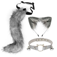 Handmade Fox Cat Ear and Tail Cosplay Set with Ribbon