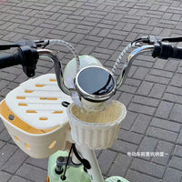 Woven Rattan Bicycle Basket for Electric Bikes and Bicycles - Front-Mounted Storage Basket